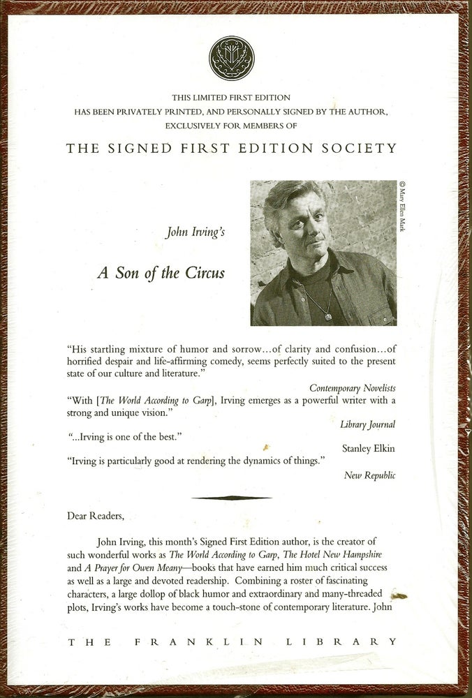 Item #001128 A SON OF THE CIRCUS. John IRVING.