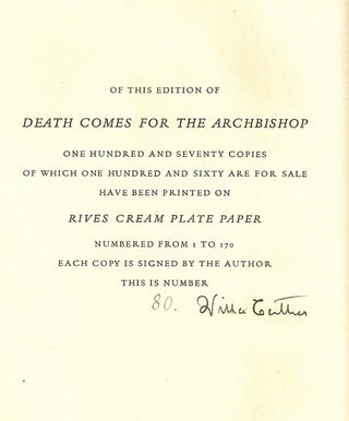 Item #003543 DEATH COMES FOR THE ARCHBISHOP. Willa CATHER