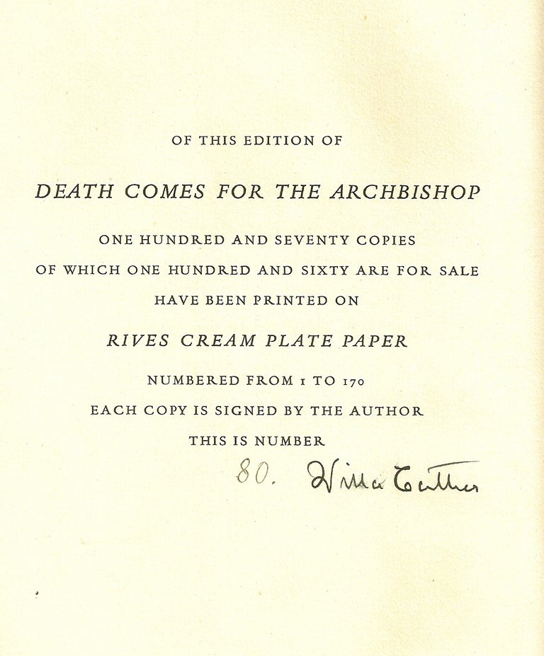 Item #003543 DEATH COMES FOR THE ARCHBISHOP. Willa CATHER.