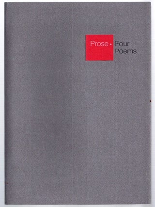 Item #004857 PROSE. FOUR POEMS. Mark STRAND
