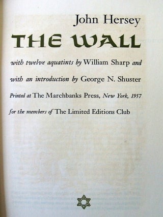Item #005413 THE WALL. John HERSEY
