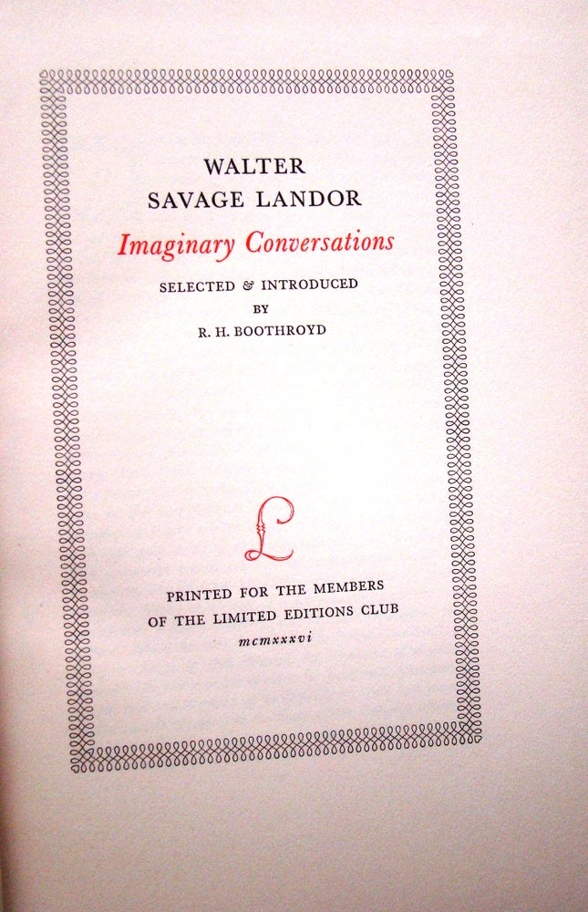 Item #006147 IMAGINARY CONVERSATIONS. Walter Savage LANDOR.