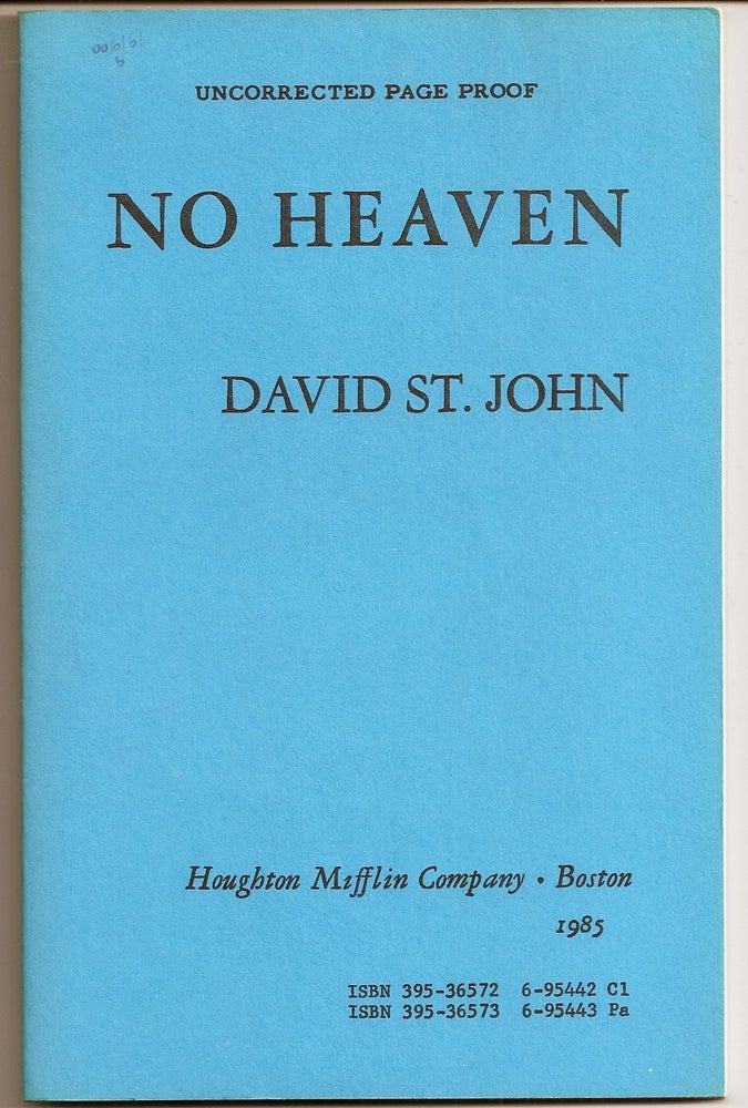 Item #006161 NO HEAVEN. David ST. JOHN.