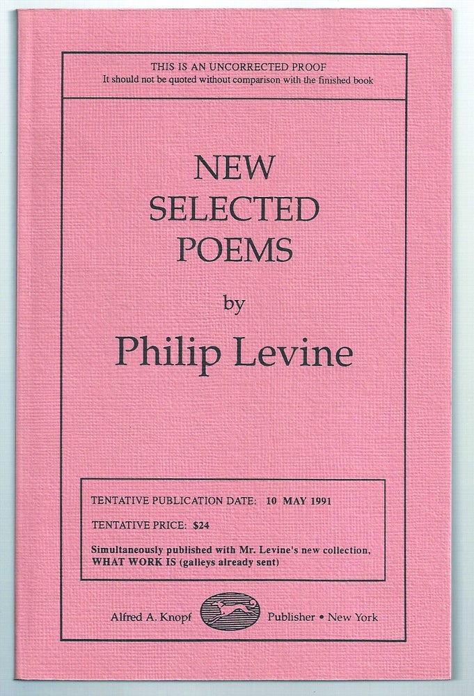 Item #006321 NEW SELECTED POEMS. Philip LEVINE.
