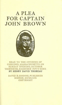 Item #007039 A PLEA FOR CAPTAIN JOHN BROWN. Henry David THOREAU