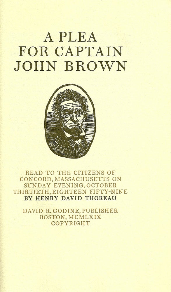 Item #007039 A PLEA FOR CAPTAIN JOHN BROWN. Henry David THOREAU.
