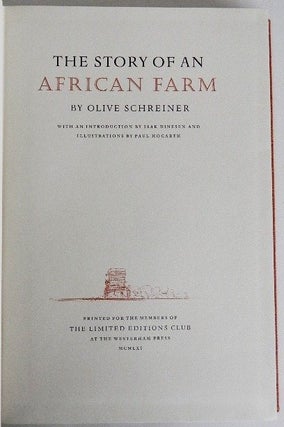 Item #007512 THE STORY OF AN AFRICAN FARM. Olive SCHREINER