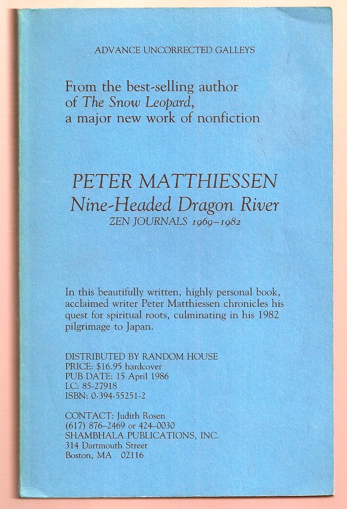 Item #008254 NINE-HEADED DRAGON RIVER. Peter MATTHIESSEN.