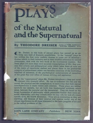 Item #008690 PLAYS OF THE NATURAL AND THE SUPERNATURAL. Theodore DREISER