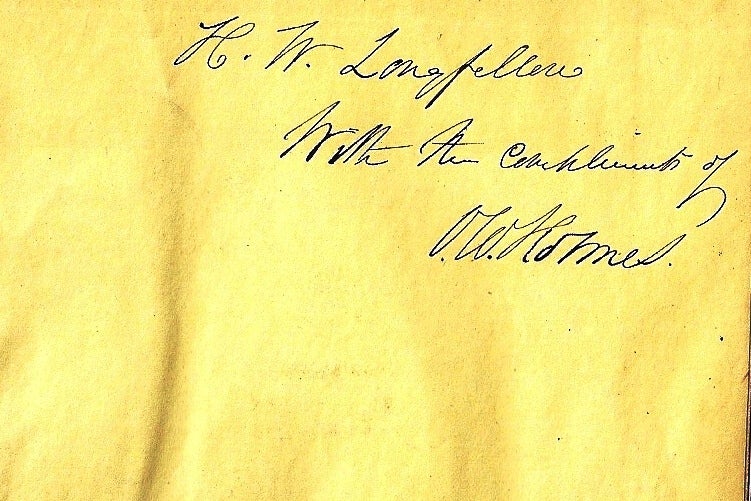 Item #009510 ASTRAEA Inscribed by Holmes to Longfellow. Oliver Wendell HOLMES, Henry Wadsworth LONGFELLOW.