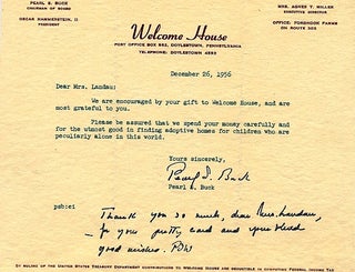 Item #009918 TYPED LETTER SIGNED (TLS). Pearl BUCK
