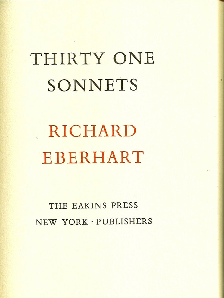 Item #010262 THIRTY ONE SONNETS. Richard EBERHART.