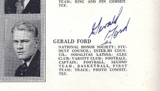 Item #010751 [GERALD FORD'S HIGH SCHOOL YEARBOOK] PIONEER ANNUAL OF 1931, SIGNED 9 TIMES BY FORD....