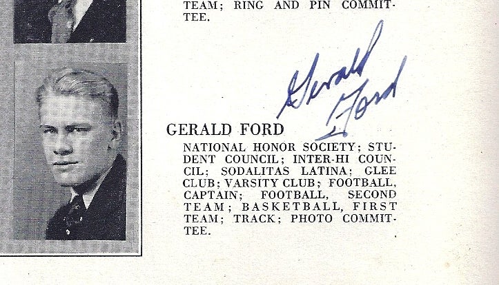 Item #010751 [GERALD FORD'S HIGH SCHOOL YEARBOOK] PIONEER ANNUAL OF 1931, SIGNED 9 TIMES BY FORD. Gerald FORD.
