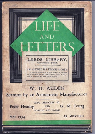 Item #010855 "Sermon by an Armament Manufacturer" in LIFE AND LETTERS. W. H. AUDEN