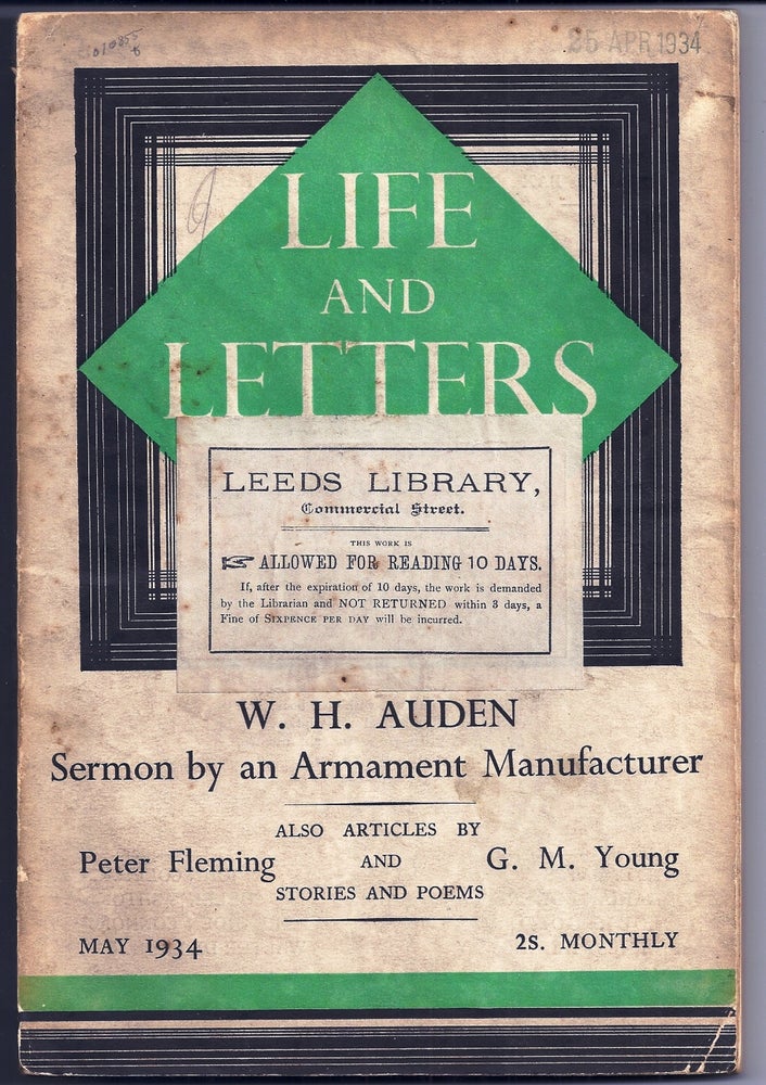 Item #010855 "Sermon by an Armament Manufacturer" in LIFE AND LETTERS. W. H. AUDEN.