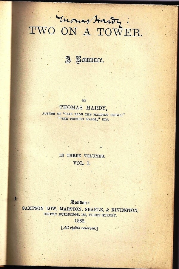 Item #011115 TWO ON A TOWER. A ROMANCE. Thomas HARDY.
