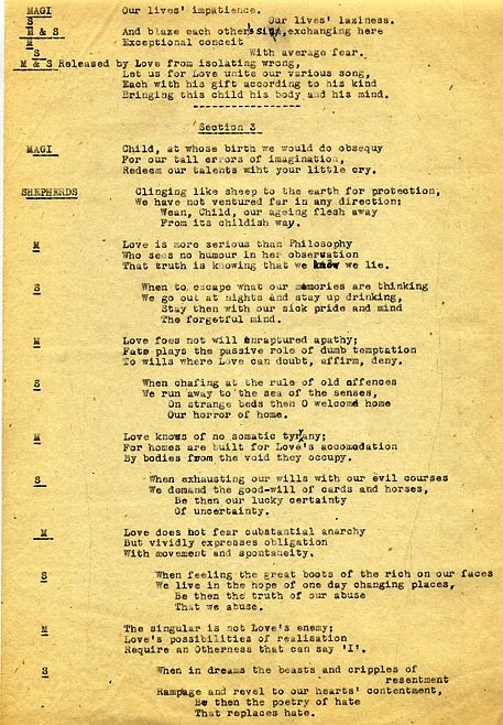 Item #011305 THE CHRISTMAS ORATORIO [FOR THE TIME BEING]: CARBON COPY OF A TYPED MANUSCRIPT WITH CHORAL SETTINGS. W. H. AUDEN.