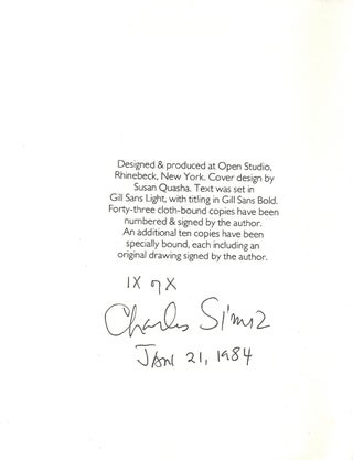 Item #011939 POEMS 1967 - 1982. WEATHER FORECAST FOR UTOPIA & VICINITY. Charles SIMIC