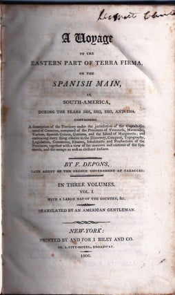 Item #012025 A VOYAGE TO THE EASTERN PART OF TERRA FIRMA, OR THE SPANISH MAIN IN SOUTH-AMERICA,...