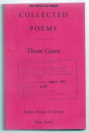 Item #012612 COLLECTED POEMS. Thom GUNN
