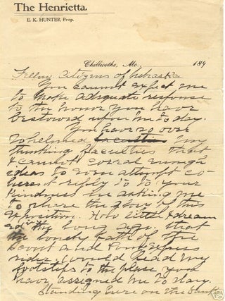 Item #013012 AUTOGRAPH MANUSCRIPT SPEECH. William F. CODY, BUFFALO BILL
