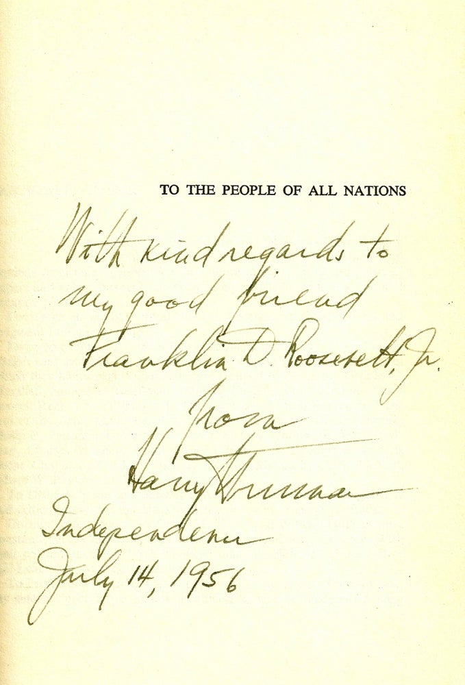 Item #013338 MEMOIRS. YEARS OF TRIAL AND HOPE. Inscribed to Franklin Delano Roosevelt, Jr. Harry TRUMAN.