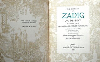 Item #013815 THE HISTORY OF ZADIG, OR DESTINY. VOLTAIRE