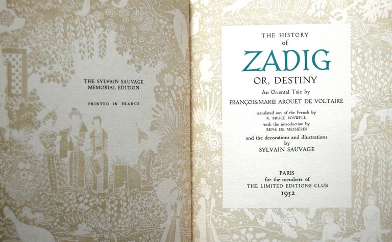 Item #013815 THE HISTORY OF ZADIG, OR DESTINY. VOLTAIRE.
