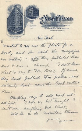 Item #014024 AUTOGRAPH LETTER SIGNED (ALS) to his wife. Zane GREY