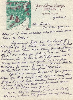 Item #014026 AUTOGRAPH LETTER SIGNED (ALS) to his son. Zane GREY