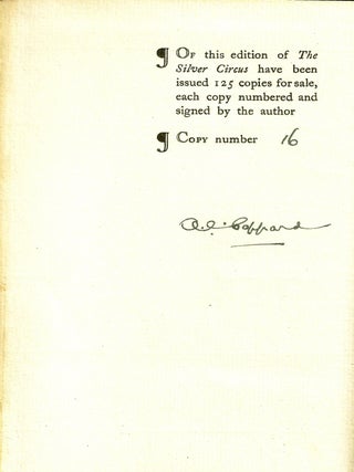 Item #014254 SILVER CIRCUS. TALES. A. E. COPPARD