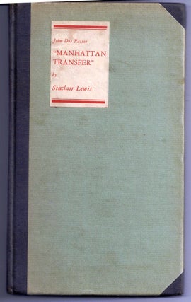 Item #014803 JOHN DOS PASSOS' MANHATTAN TRANSFER. Sinclair LEWIS