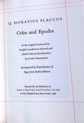 Item #014997 ODES AND EPODES OF HORACE. HORACE