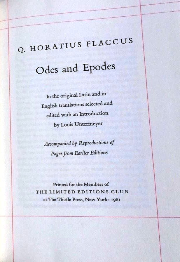 Item #014997 ODES AND EPODES OF HORACE. HORACE.