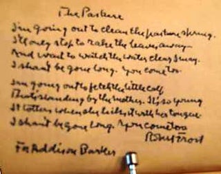 Item #015051 THE POEMS OF ROBERT FROST with AUTOGRAPH MANUSCRIPT POEM. Robert FROST