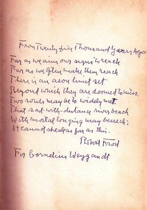 Item #015067 COLLECTED POEMS OF ROBERT FROST with AUTOGRAPH MANUSCRIPT POEM. Robert FROST