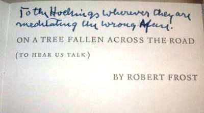 Item #015078 ON A TREE FALLEN ACROSS THE ROAD (TO HEAR US TALK). Robert FROST.