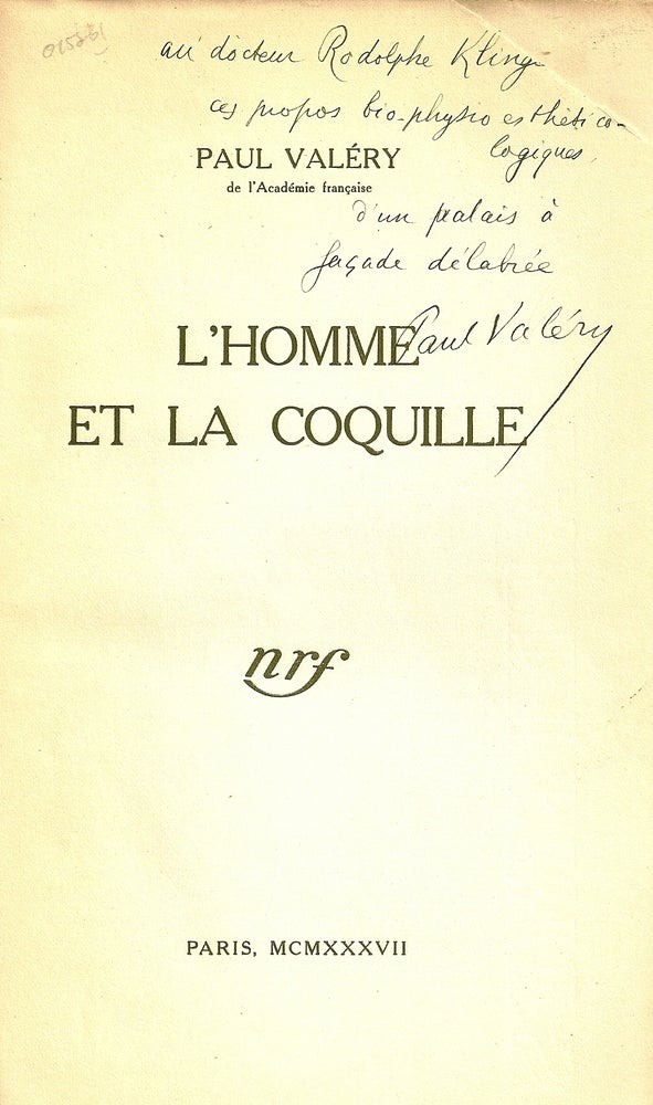 Item #015261 L'HOMME ET LA COQUILLE. Paul VALERY.