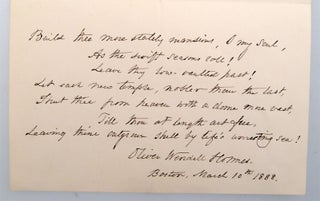 Item #015372 AUTOGRAPH QUOTATION SIGNED (AQS) and AUTOGRAPH LETTER SIGNED (ALS). Oliver Wendell...