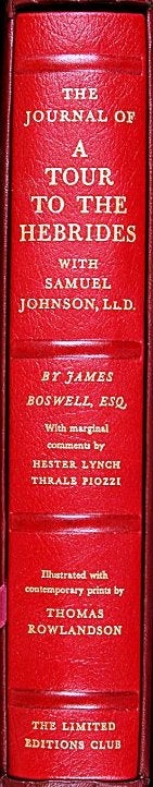 Item #015885 THE JOURNAL OF A TOUR TO THE HEBRIDES WITH SAMUEL JOHNSON, LL.D. James BOSWELL.