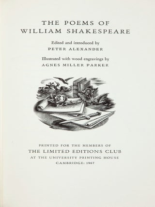 Item #016033 THE POEMS OF WILLIAM SHAKESPEARE. William SHAKESPEARE