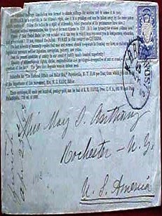 Item #016106 HAND-ADDRESSED ENVELOPE TO HER SISTER. Susan B. ANTHONY