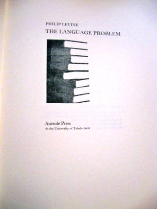 Item #016214 THE LANGUAGE PROBLEM. Philip LEVINE