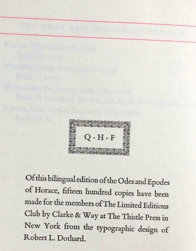Item #016396 ODES AND EPODES OF HORACE. HORACE.