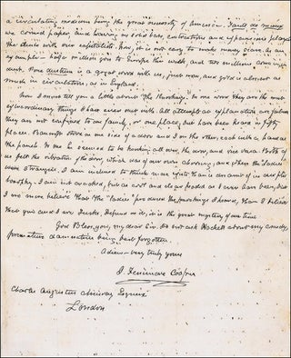 AUTOGRAPH LETTER SIGNED (ALS): "I regard New York as the most remarkable town in the world". James Fenimore COOPER.