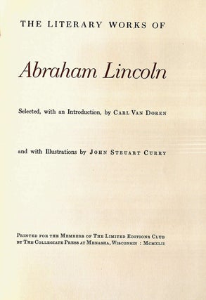 Item #016635 THE LITERARY WORKS OF ABRAHAM LINCOLN. Abraham LINCOLN