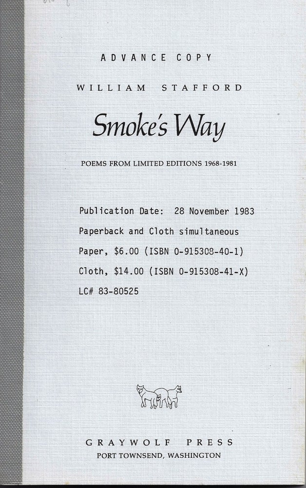 Item #016845 SMOKE'S WAY. William STAFFORD.