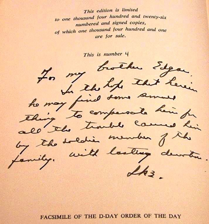 Item #016960 CRUSADE IN EUROPE Inscribed to his brother Edgar. Dwight EISENHOWER.