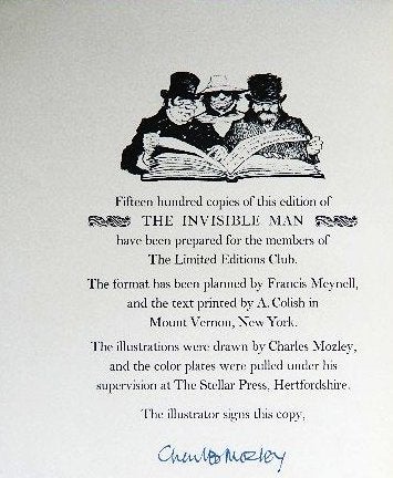 Item #017076 THE INVISIBLE MAN. H. G. WELLS.